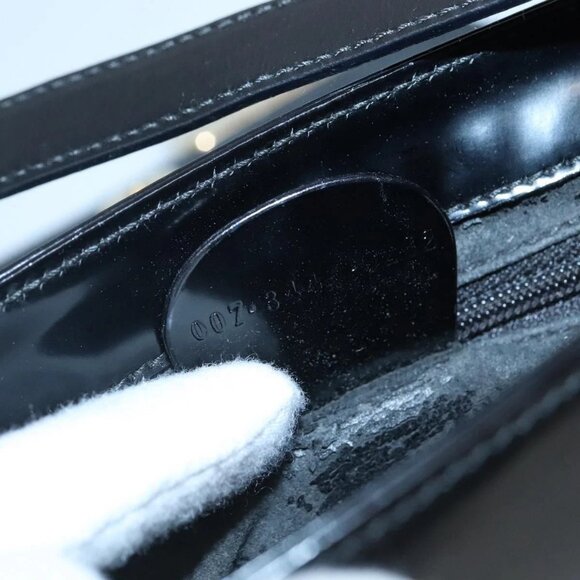 GUCCI Shoulder Bag Enamel Black Gold - Picture 12 of 16